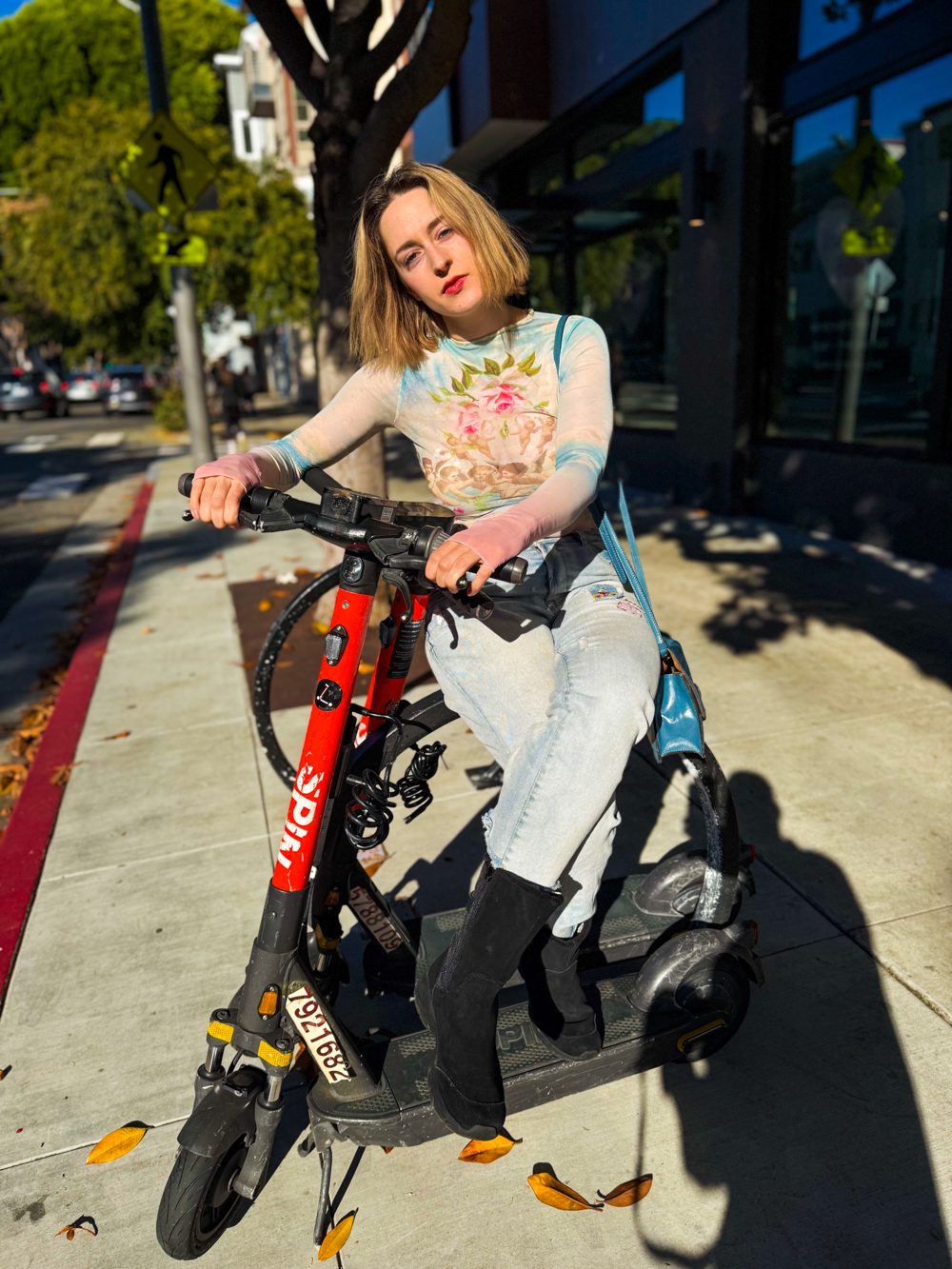 Liz on a scooter