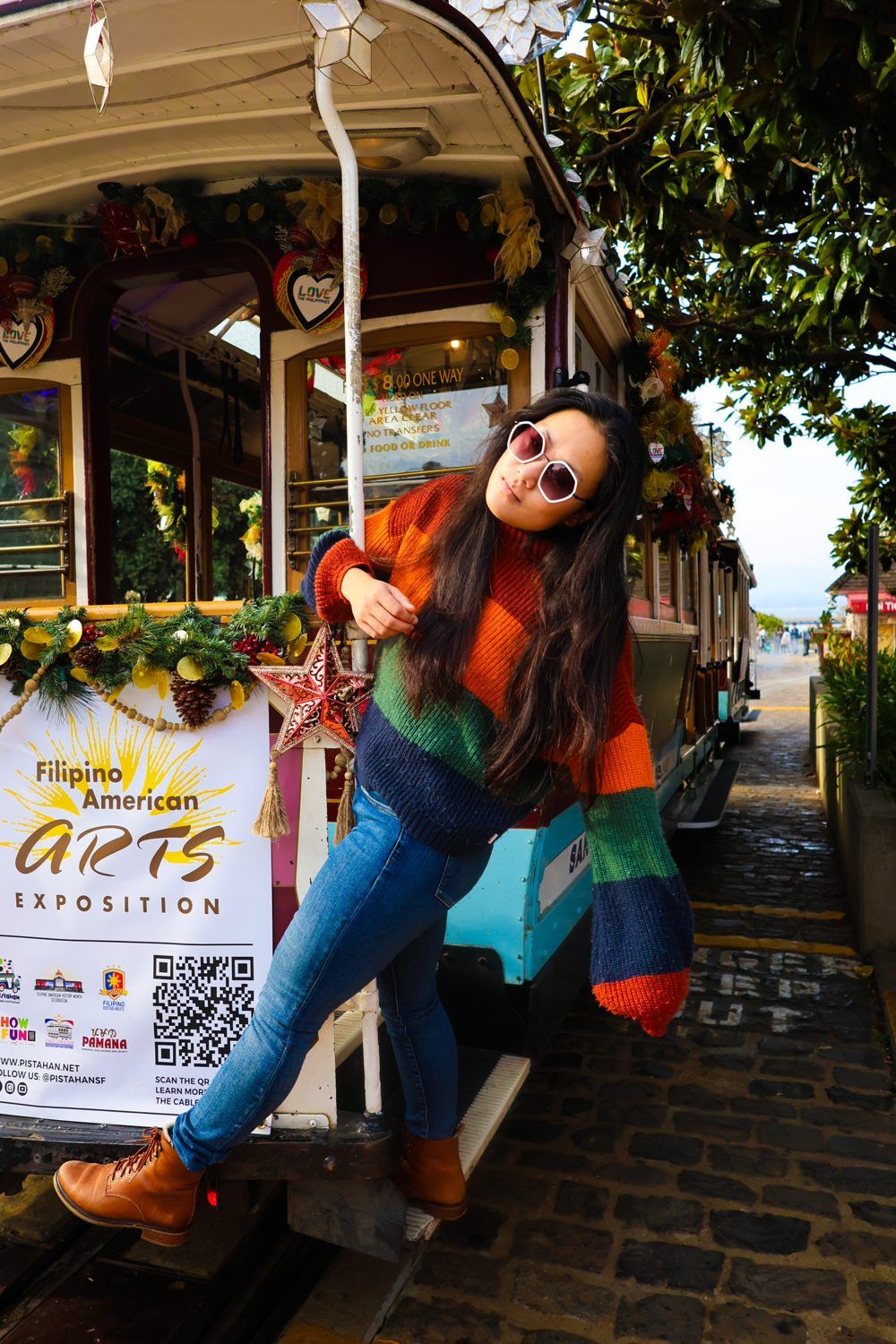 Marie by a cable car